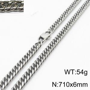 710X6mm Men Cuban Chain Necklace with Modified Lobster Clasp - KN232812-ZZ