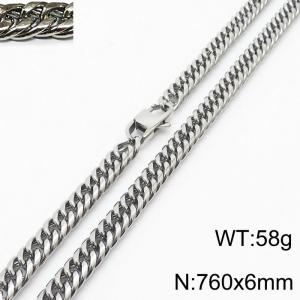 760X6mm Men Cuban Chain Necklace with Modified Lobster Clasp - KN232813-ZZ