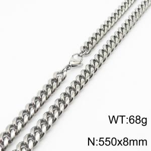 550x8mm Stainless Steel 304 Cuban Chain Necklace Males Jewelry With Classic Lobster Clasp - KN232879-ZZ