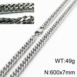 Minimalist style men and women can wear stainless steel riding crop chain necklace - KN232957-ZZ