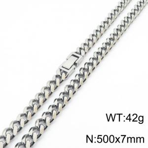 Stainless steel 500x7mm cuban chain fashional clasp classic silver necklace - KN233054-ZZ