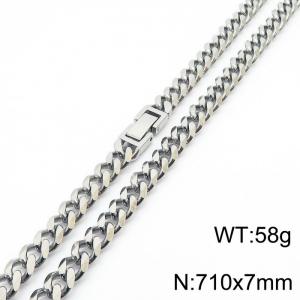 Stainless steel 710x7mm cuban chain fashional clasp classic silver necklace - KN233058-ZZ