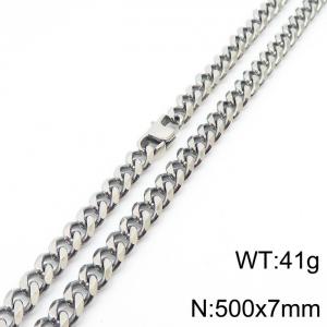Stainless steel 500x7mm cuban chain special clasp classic silver necklace - KN233061-ZZ
