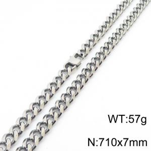 Stainless steel 710x7mm cuban chain special clasp classic silver necklace - KN233065-ZZ