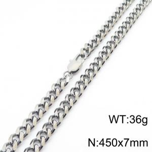 Stainless steel 450x7mm cuban chain special clasp classic silver necklace - KN233074-ZZ