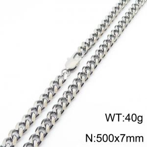 Stainless steel 500x7mm cuban chain special clasp classic silver necklace - KN233075-ZZ