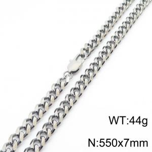 Stainless steel 550x7mm cuban chain special clasp classic silver necklace - KN233076-ZZ