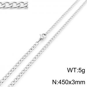 3mm Silver Color Stainless Steel Chain Necklace For Women Men Fashion Jewelry - KN233494-Z