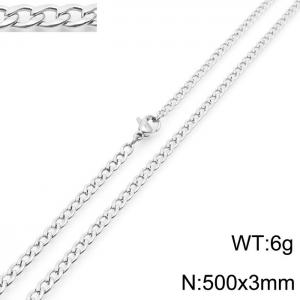 3mm Silver Color Stainless Steel Chain Necklace For Women Men Fashion Jewelry - KN233495-Z