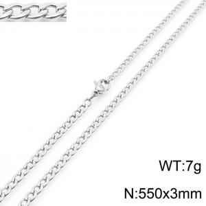 3mm Silver Color Stainless Steel Chain Necklace For Women Men Fashion Jewelry - KN233496-Z