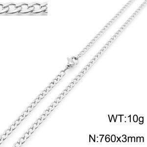 3mm Silver Color Stainless Steel Chain Necklace For Women Men Fashion Jewelry - KN233500-Z