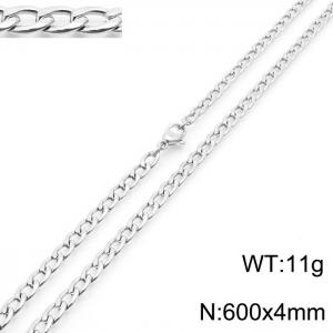 4mm Silver Color Stainless Steel Chain Necklace For Women Men Fashion Jewelry - KN233504-Z