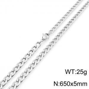 5mm Silver Color Stainless Steel Chain Necklace For Women Men Fashion Jewelry - KN233512-Z