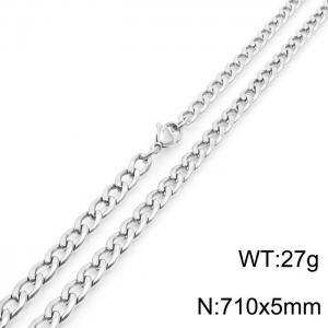 5mm Silver Color Stainless Steel Chain Necklace For Women Men Fashion Jewelry - KN233513-Z