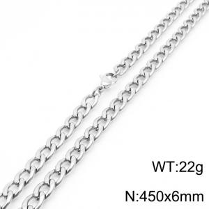 6mm Silver Color Stainless Steel Chain Necklace For Women Men Fashion Jewelry - KN233515-Z