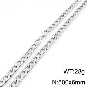 6mm Silver Color Stainless Steel Chain Necklace For Women Men Fashion Jewelry - KN233518-Z