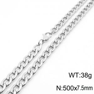 7.5mm Silver Color Stainless Steel Chain Necklace Men's Fashion Simple Jewelry - KN233523-Z