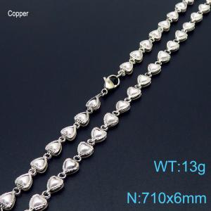 710mm Fashion Creative White Shell Heart Chain Copper Necklaces Womens Jewelry - KN233713-Z