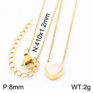 Stainless steel 410x1.2mm welding chain lobster clasp shell heart charm gold necklace - KN233767-K