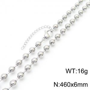 6mm Stainless Steel Chain Bead Bracelet Women Silver Color - KN233872-Z