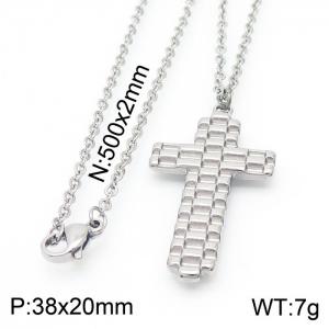Stainless Steel Cross Bracelets Women Silver Color - KN233887-Z
