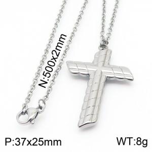 Stainless Steel Cross Bracelets Women Silver Color - KN233889-Z