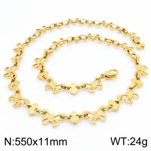 550mm Women Gold-Plated Stainless Steel Butterfly Links Necklace - KN233947-Z