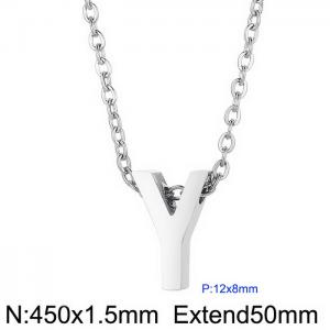 26 English letters surname short collarbone chain European and American fashion stainless steel perforated initials pendant necklace - KN233989-Z