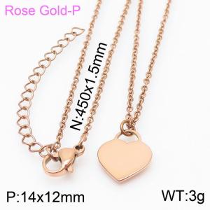 1.5mm O Chain Necklace Women Stainless Steel With Heart Charm Rose Gold Color - KN234352-Z