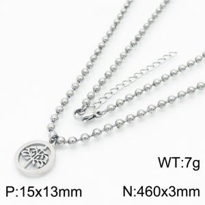 3mm Beads Chain Necklace Women Stainless Steel With Lucky Tree Pendant Charm Silver Color - KN234373-Z
