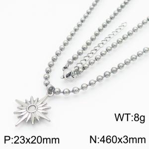 3mm Beads Chain Necklace Women Stainless Steel 304 With Compass Charm Silver Color - KN234385-Z