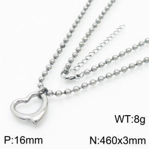 3mm Beads Chain Necklace Women Stainless Steel 304 With Heart Charm Silver Color - KN234391-Z