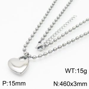 3mm Beads Chain Necklace Women Stainless Steel 304 With Heart Charm Silver Color - KN234394-Z