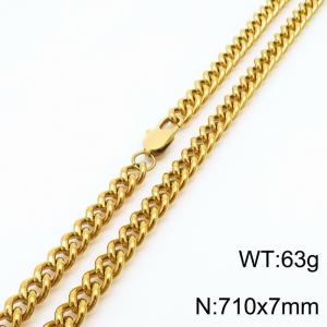 710x7mm Cuban Chain Necklace Men Women Stainless Steel 304 Gold Color - KN234663-Z