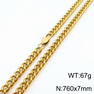 760x7mm Cuban Chain Necklace Men Women Stainless Steel 304 Gold Color - KN234664-Z