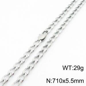 710×5.5mm Silver Color Stainless Steel Cuban Chain Trendy Necklaces For Women Men - KN234670-Z