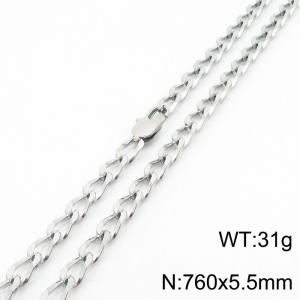 760×5.5mm Silver Color Stainless Steel Cuban Chain Trendy Necklaces For Women Men - KN234671-Z