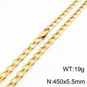 450×5.5mm Gold Color Stainless Steel Cuban Chain Trendy Necklaces For Women Men - KN234672-Z