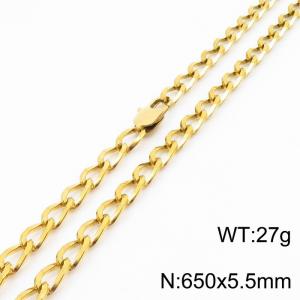 650×5.5mm Gold Color Stainless Steel Cuban Chain Trendy Necklaces For Women Men - KN234676-Z
