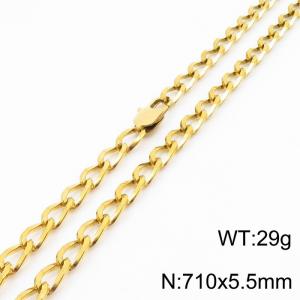 710×5.5mm Gold Color Stainless Steel Cuban Chain Trendy Necklaces For Women Men - KN234677-Z
