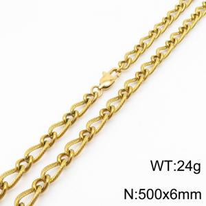 500×6mm Gold Color Stainless Steel Link Chain Fashion Necklaces For Women Men - KN234687-Z