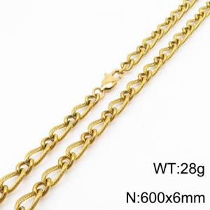 600×6mm Gold Color Stainless Steel Link Chain Fashion Necklaces For Women Men - KN234689-Z