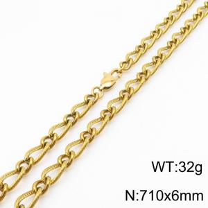 710×6mm Gold Color Stainless Steel Link Chain Fashion Necklaces For Women Men - KN234691-Z
