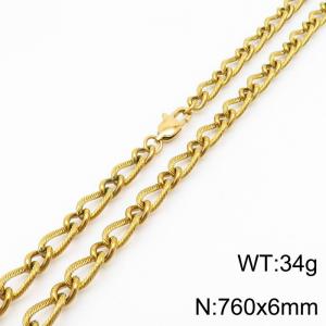 760×6mm Gold Color Stainless Steel Link Chain Fashion Necklaces For Women Men - KN234692-Z