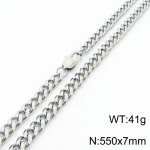 Stainless steel 550x7mm Cuban chain special buckle simple and fashionable silver necklace - KN234695-Z