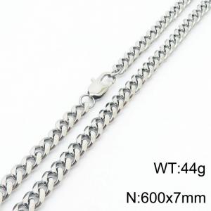 Stainless steel 600x7mm Cuban chain special buckle simple and fashionable silver necklace - KN234696-Z