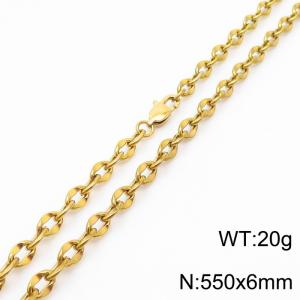 550x6mm Classic Chain Necklace For Women Men Stainless Steel 304 Gold Color - KN234716-Z