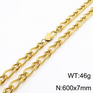 600×7mm Gold Color Stainless Steel Link Chain Fashion Necklaces For Women Men - KN234773-Z