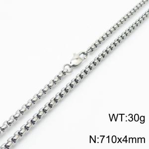 710x4mm Round Pearl Chain Necklace Men Women Stainless Steel 304 Silver Color - KN234838-Z