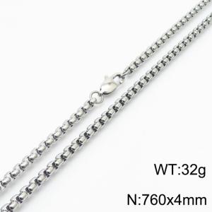 760x4mm Round Pearl Chain Necklace Men Women Stainless Steel 304 Silver Color - KN234839-Z